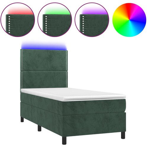  Box spring postelja z vzmetnico LED tem. zelena 100x200cm žamet Cene
