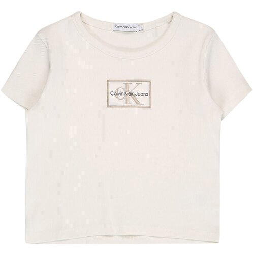 Calvin Klein Jeans Majica kremna / svetlo rjava / črna Slike