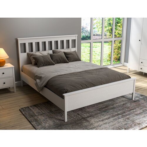 Hanah home FRN-20063 WoodenWhite Double Bedstead Cene