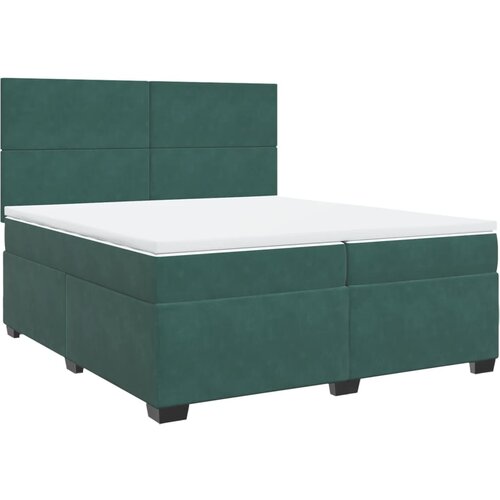 vidaXL Box spring postelja z vzmetnico temno zelena 200x200 cm žamet, (21304712) Cene