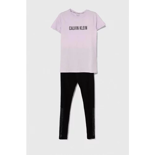 Calvin Klein Underwear Otroška bombažna pižama vijolična barva