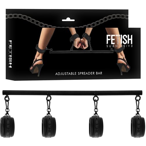 Fetish Submissive Bondage Adjustable Separator Bar 4 Pieces Black Cene