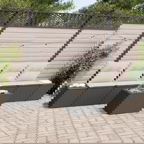 vidaXL 5-dijelni set vrtnih sofa s jastučićima crni poli ratan Cijene