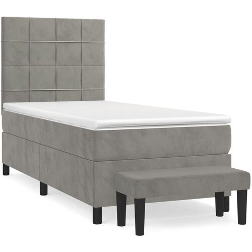 Box spring krevet s madracem svjetlosivi 100x200 cm bar&amp;scaron;unasti Slike