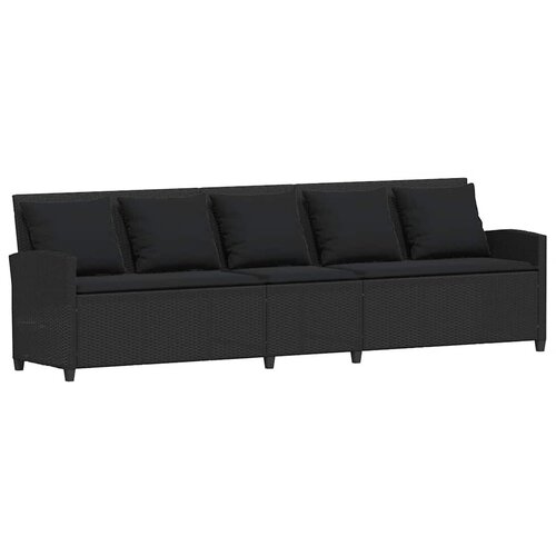  Vrtna sofa 5-sjed s jastucima crni poliratan Slike