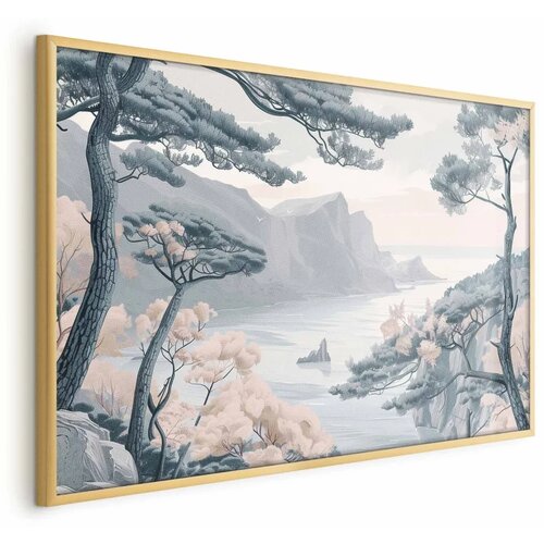  Plakat - Blue Coast in Delicate Colors 42x29.7 Zlatni okvir Cene
