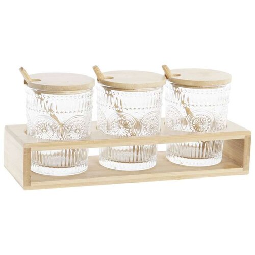 Zdjela za &amp;Scaron;ećer DKD Home Decor Providan Prirodno Bambus Aluminij Kristal Borosilikatno staklo 300 ml 28 x 10 x 13 5 cm Slike