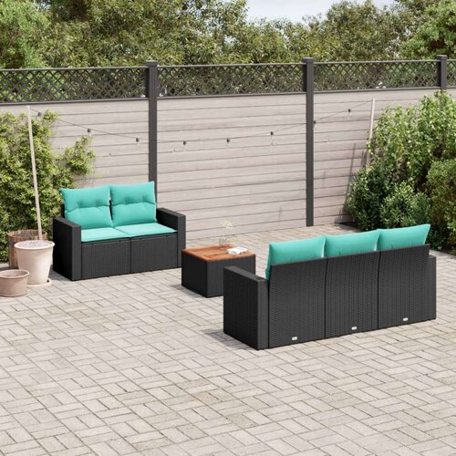 vidaXL Vrtna garnitura - 6-dijelni set vrtnih sofa od poliratana s jastucima crni - Crna 1 Cijene