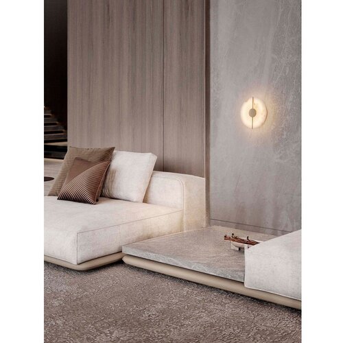 Nova Luce Kremno bela/medeninasta LED stenska svetilka v kamnitem dekorju Aider &amp;ndash; Slike
