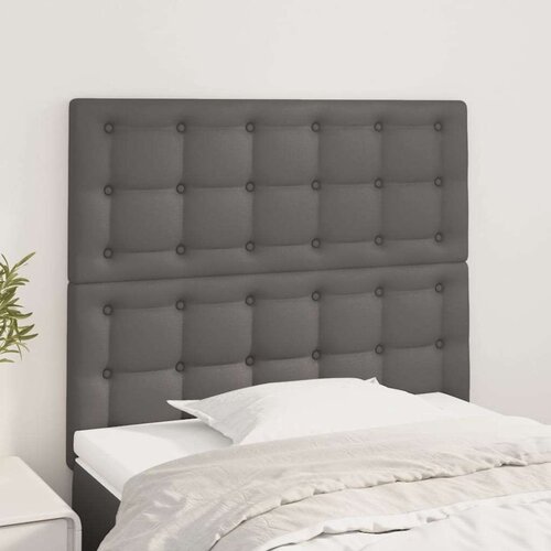  Posteljno vzglavje 2 kosa sivo 90x5x78/88 cm umetno usnje, (20793078) Slike