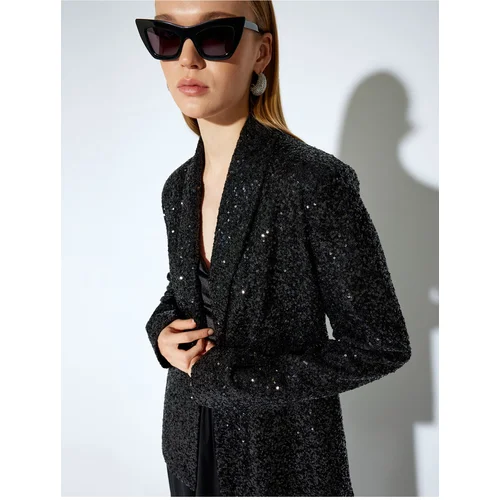 Koton X Melis Ağazat - Sequined Embroidered Double Breasted Blazer Jacket