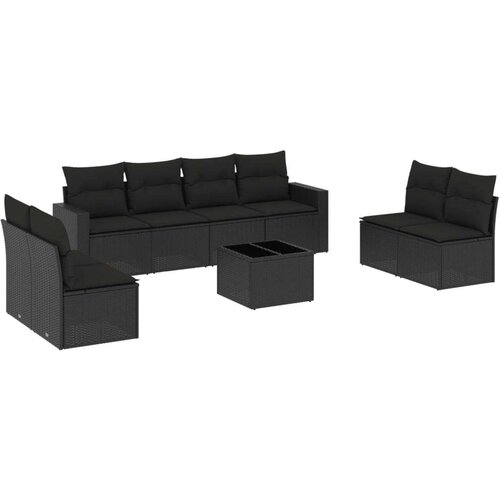 vidaXL 9-dijelni set vrtnih sofa s jastucima crni od poliratana Cene