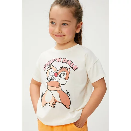 Koton Baby Girl Chip And Dale Licensed Short Sleeve Crewneck T-Shirt 3smg10163ak