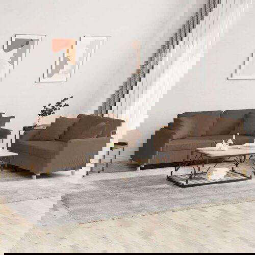  2-dijelni set sofa s jastucima smeđi od tkanine Cijene