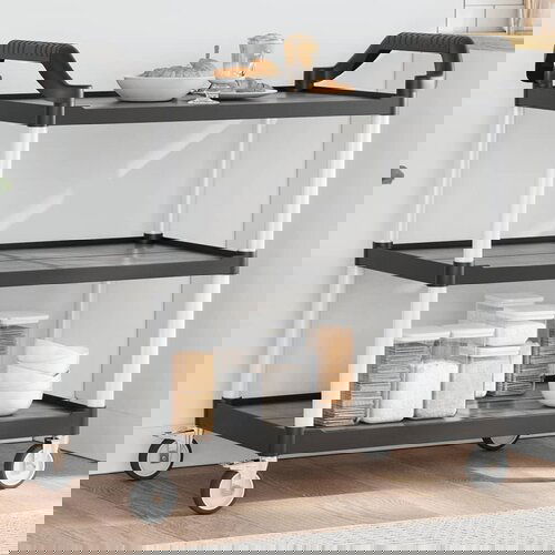 Furnova 3-nadstropni voziček črn 99x50x96 cm aluminij, (21951210) Slike