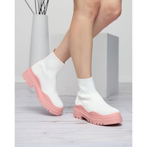Resti Women's boots on a thicker sole in white and pink Korlic-Shoes Cene