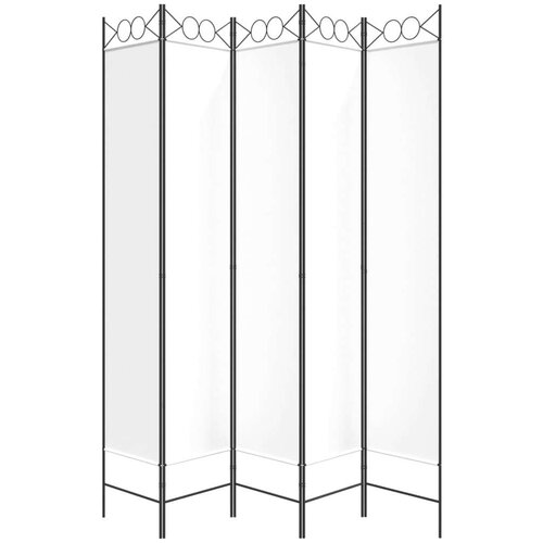  Sobna pregrada s 5 panela bijela 200x220 cm od tkanine Slike