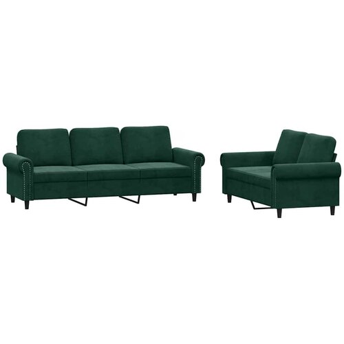  2-dijelni set sofa s jastucima tamnozeleni bar&amp;scaron;unasti Slike