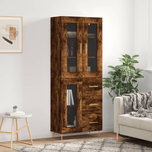 VidaXL Visoka komoda dimljeni hrast 69 5x34x180 cm konstruiranog drva Slike
