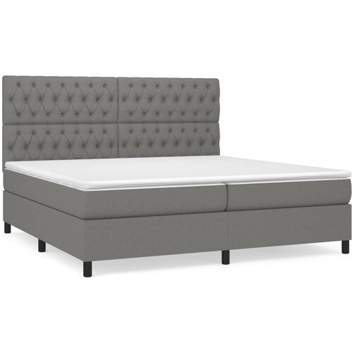 VidaXL Box spring postelja z vzmetnico temno siva 200x200 cm blago, (20723417) Slike