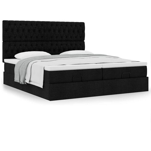 VidaXL Otomanski okvir kreveta s madracima crni 200x200cm od tkanine Slike