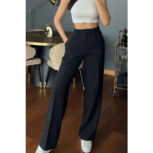 Dewberry 60948 Oversize Women Trousers-BLACK Slike