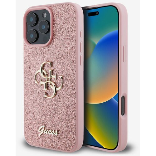 Guess PU Fixed Glitter 4G Metal Logo Zadní Kryt pro iPhone 16 Pro Max Pink Ovitek za telefon Vijolična Cene