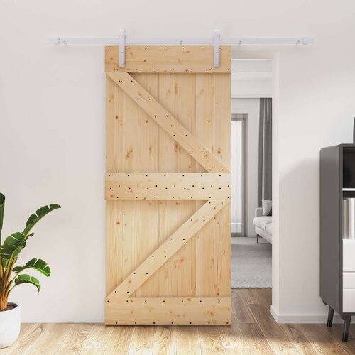 Klizna vrata Prirodna i bijela 95 x 210 cm Čvrsta borovina Cijene