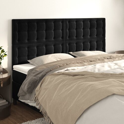 vidaXL Uzglavlje 4 kom crni 100x5x78/88 cm baršunasti Cijene