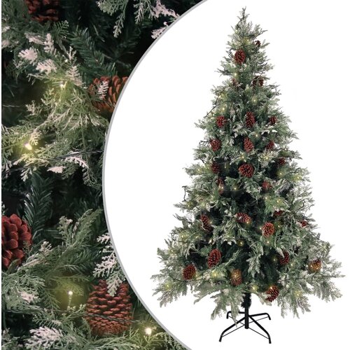  Osvijetljeno božićno drvce i šiške zeleno-bijelo 195 cm PVC/PE Cene