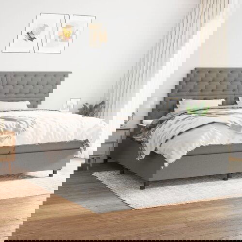 The Living Store Box spring postelja z vzmetnico temno siva 200x200 cm blago - Box Spring Postelja, (21519085) Slike