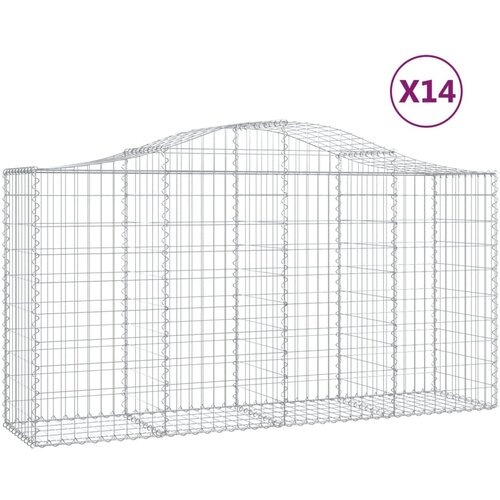  Lučne gabionske ko&amp;scaron;are 14kom 200x50x100/120cm pocinčano željezo Slike