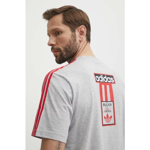 Adidas Pamučna majica za muškarce, boja: siva, s aplikacijom, IR7995