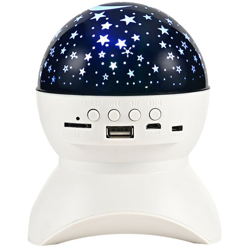 Lean Toys Noćno svjetlo Zvjezdani projektor 3-u-1 Bluetooth LED zvučnik Bijeli Slike