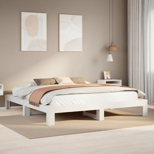 Furnova Posteljni okvir brez vzmetnice bel 180x200 cm trdna borovina, (21935382) Slike