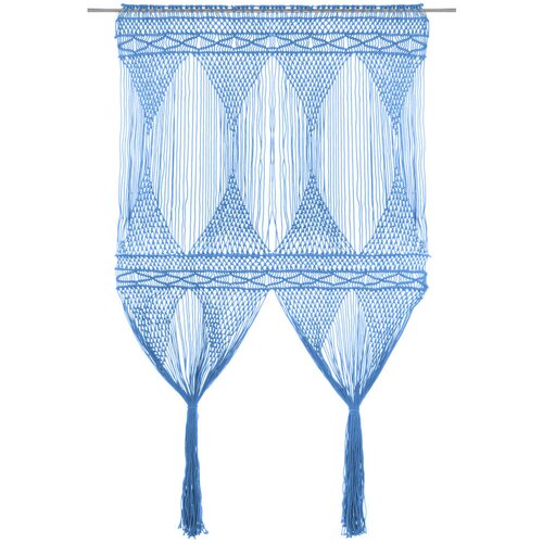 VidaXL Zavesa makrame modra 140x240 cm bombaž Slike