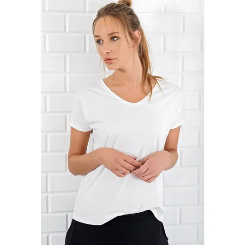 Trend Alaçatı Stili T-Shirt - Ecru - Regular fit