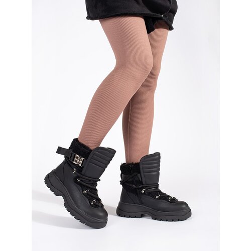 SEASTAR Women&amp;#039;s black snow boots with fur on a thick sole Slike