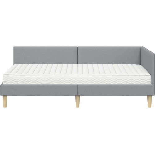  Kutni krevetni okvir s madracem 2 pcs Svijetlo siva tkanina Slike