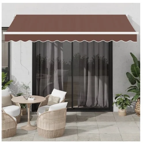 vidaXL Ročno zložljiva tenda rjava 350x250 cm