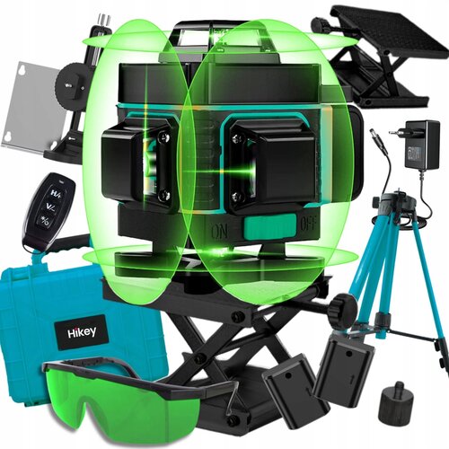  Aku. 16 linija 360 ​​zelena konstrukcija laserska nibela 2x baterija + alu. tronožac 106cm Slike