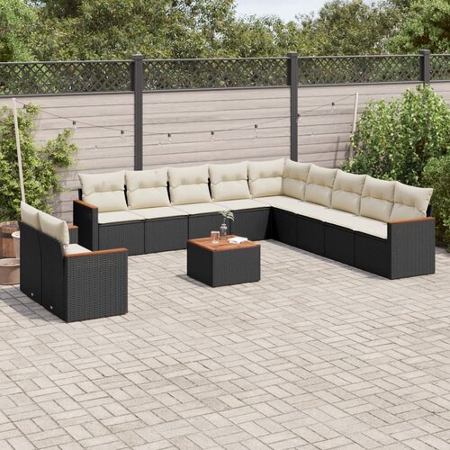  12-dijelni set vrtnih sofa od poliratana s jastucima crni Cijene