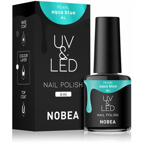NOBEA UV & LED Nail Polish gel lak za nohte z uporabo UV/LED lučke sijajen odtenek Aqua blue #4 6 ml