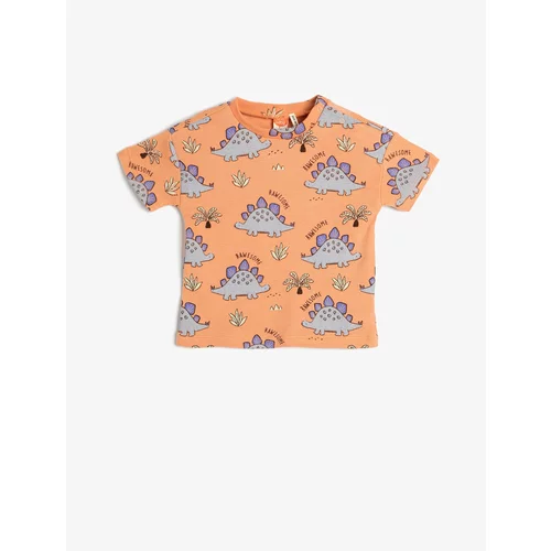 Koton T-Shirt Dinosaur Printed Short Sleeve Crew Neck Cotton