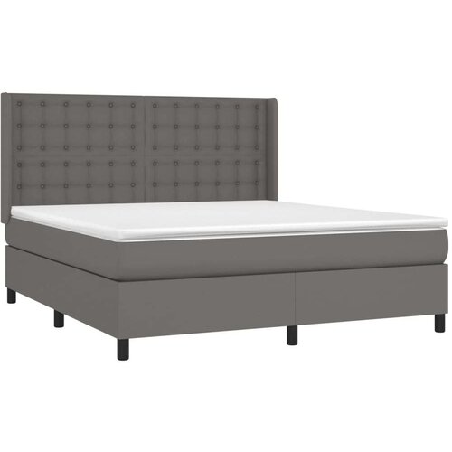  Krevet s oprugama i madracem sivi 160x200 cm od umjetne kože Slike
