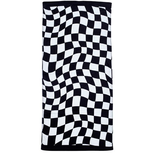 Catherine Lansfield Črno-bela bombažna brisača za na plažo 76x160 cm Checkerboard – Cene
