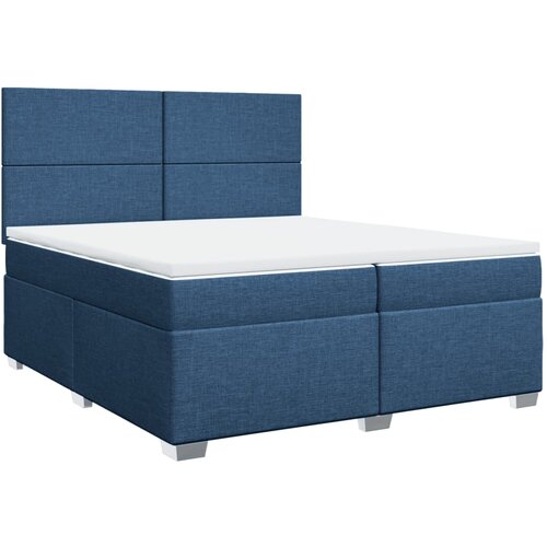 VidaXL Krevet s oprugama i madracem plavi 200 x 200 cm od tkanine Slike