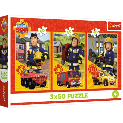 Puzzle 3x50 - Fireman Sam Fire Station Crew Trefl 34880 Slike