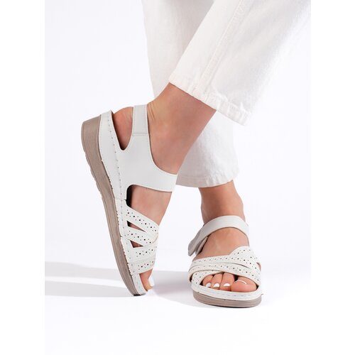 Shelvt Women's white Velcro sandals Cene