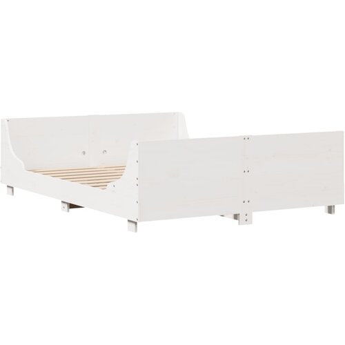 vidaXL Posteljni okvir z vzglavjem bel 140x200 cm trdna borovina, (21273510) Cene